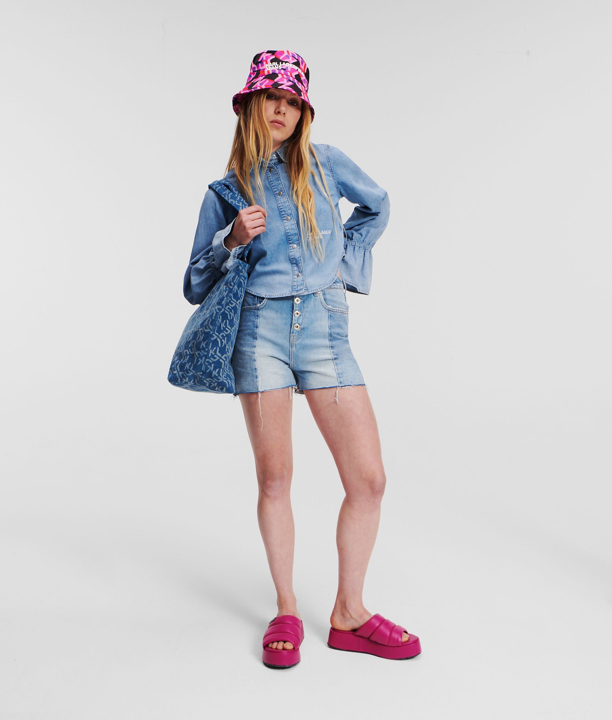 (image for) Lively KLJ High-Waisted Block Denim Shorts